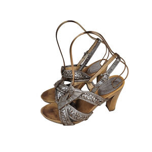 Frye Sandals Womens Size 8.5M Gray Leather Shoes Platform Carlie Sandal 73845